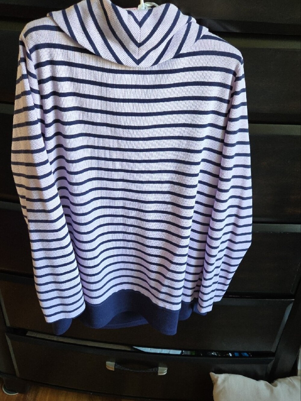 Striped Lavender Cowl Neck Pullover Hoodie - Picture 6 of 6